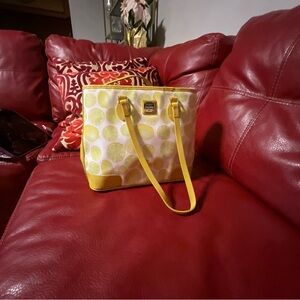 Dooney & Bourke Lemon Yellow and White Tote